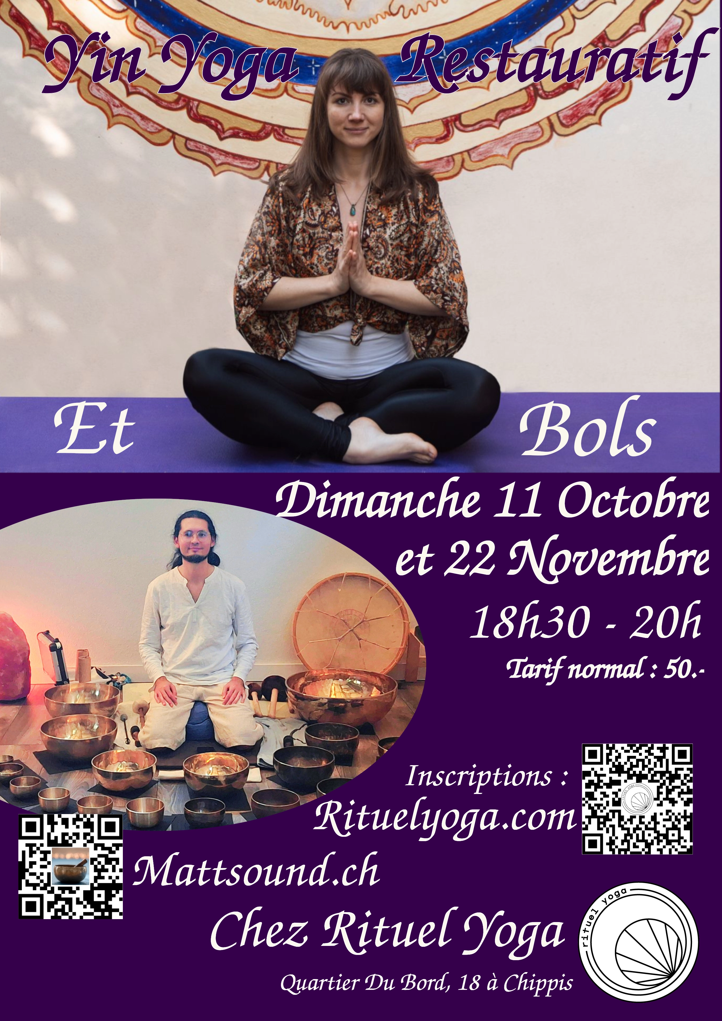 Voyage Sonore aux bols chantants et Yin Yoga en Valais, vers Sierre